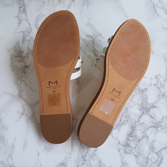 Marc Fisher White Leather Pava Slide Sandals Size 8M - Picture 14 of 16
